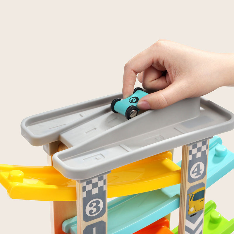 Wooden Ramp Racer | Toddler Car Track Toy for Motor Skills