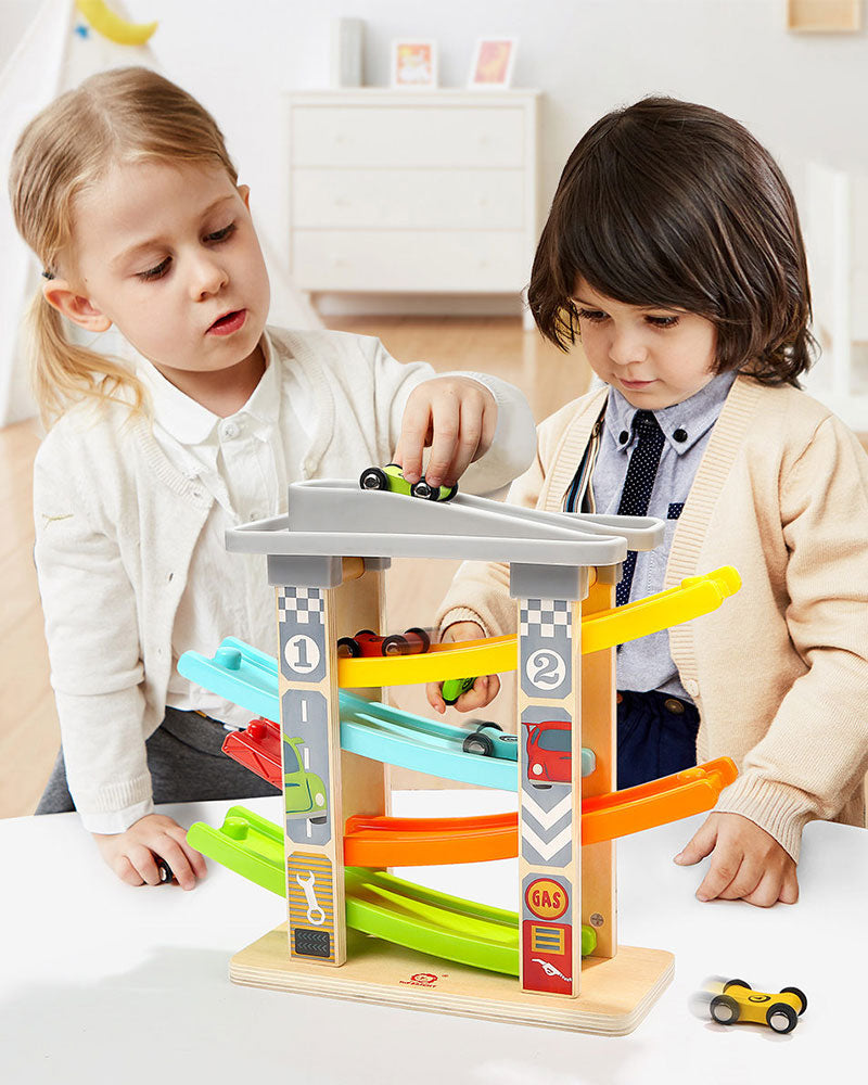 Wooden Ramp Racer | Toddler Car Track Toy for Motor Skills