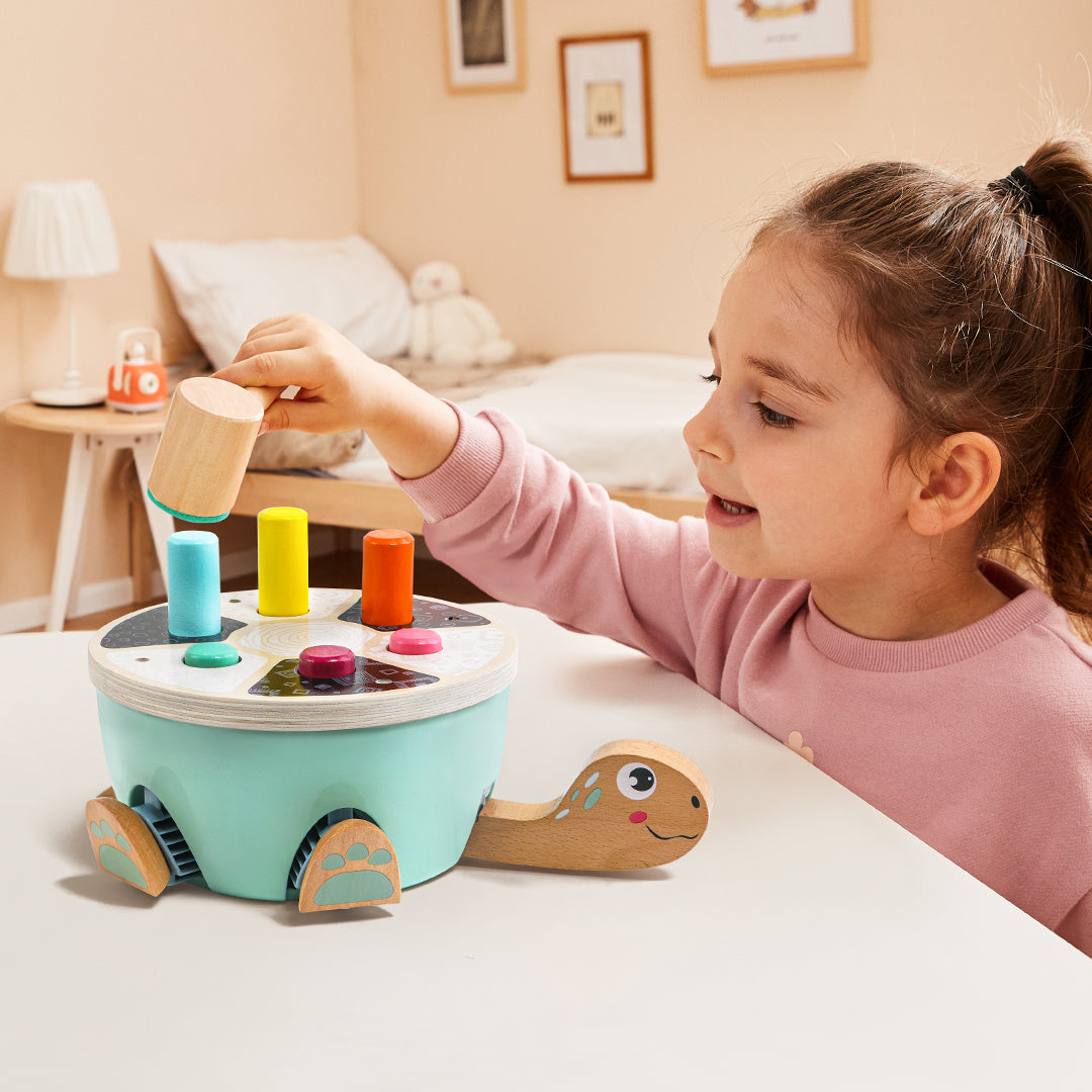Hammer Turtle Wooden Toy | Motor Skills & Color Learning