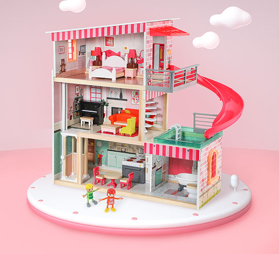 Bella's Dream Doll House | 3-Story Interactive Playset for Kids - Dollhouse structure and accessories