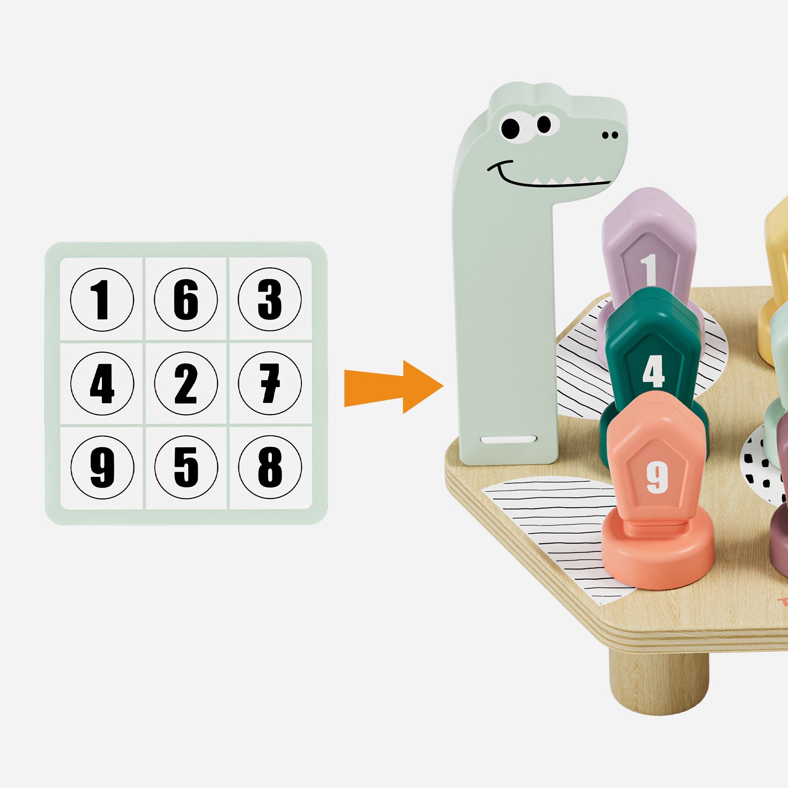 Happy Dino Twist Montessori Toy | Fun Learning for Kids - Number Matching
