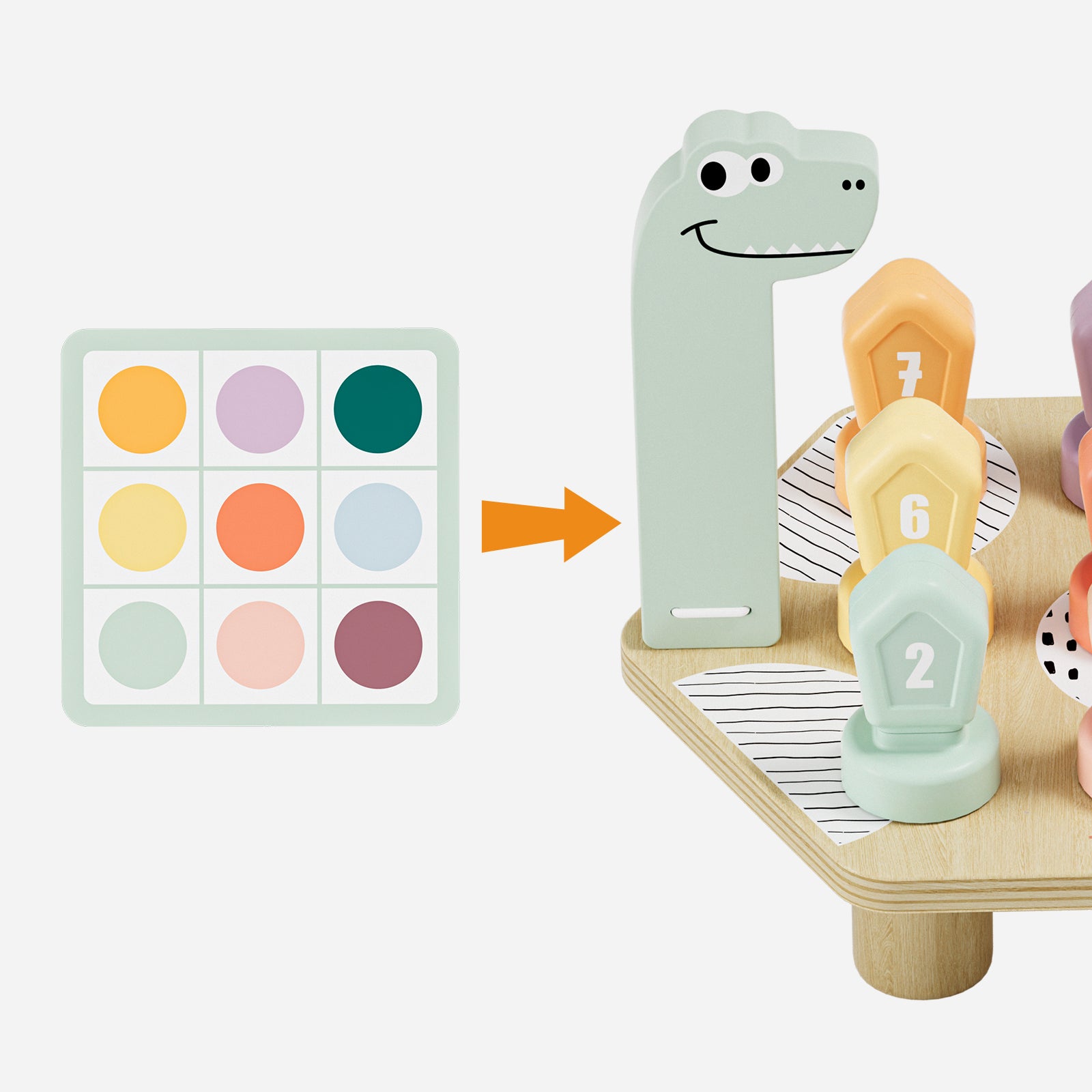 Happy Dino Twist Montessori Toy | Fun Learning for Kids - Color Matching