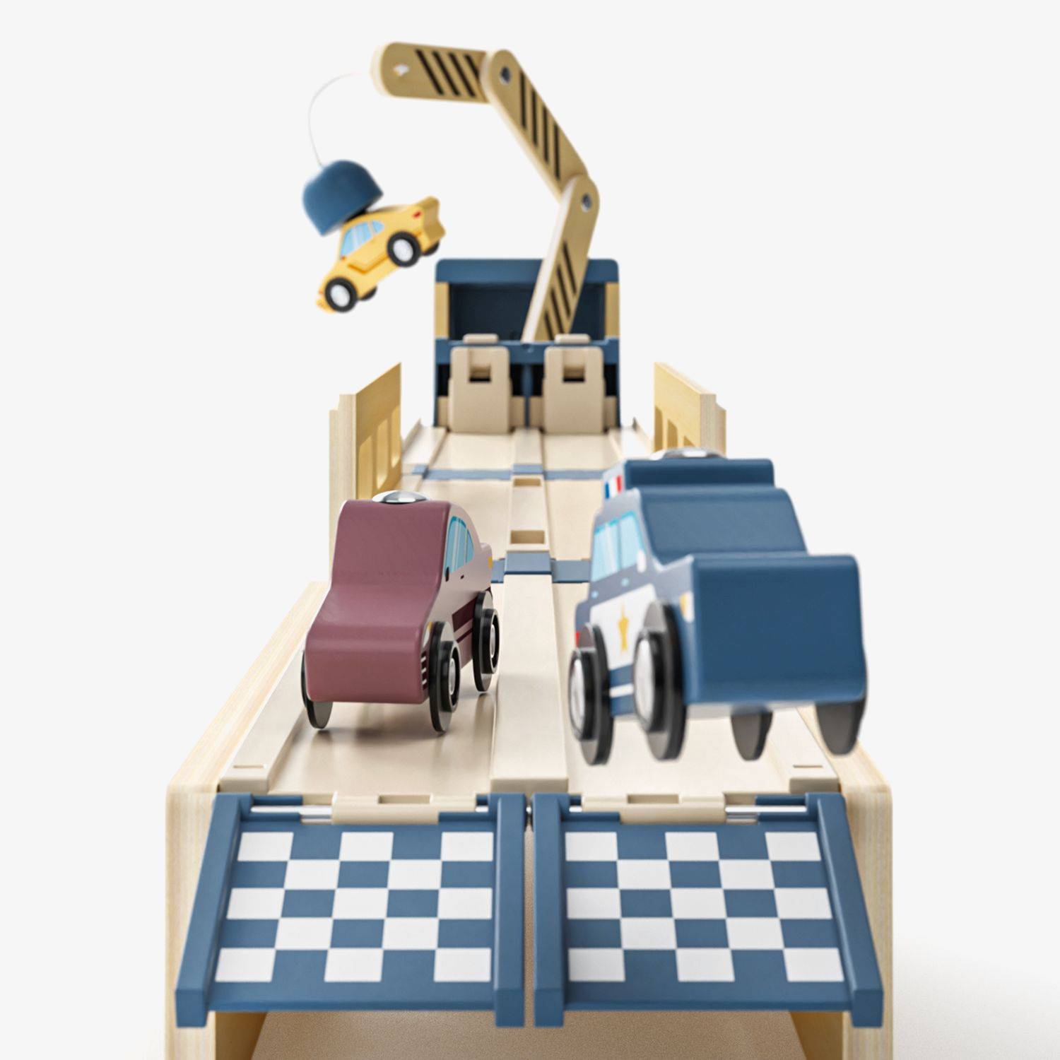 Roll & Race Car Transporter | Wooden Car Track & Storage for Kids - Creative Play with Accessories