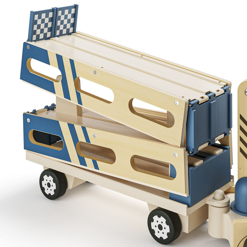 Wooden Car Transporter Toy | Roll & Race Car Track & Storage for Kids