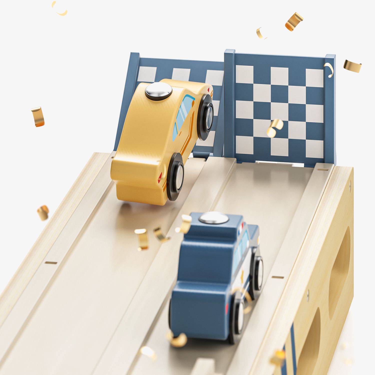 Roll & Race Car Transporter | Wooden Car Track & Storage for Kids - Fast-Paced Racing Action