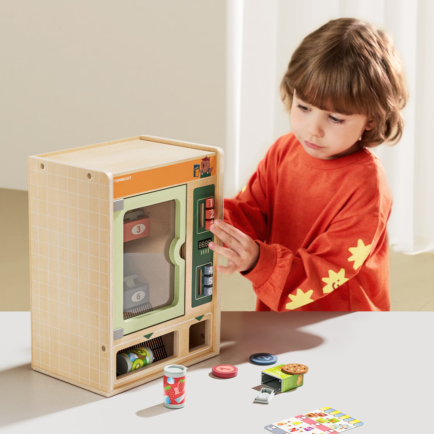 Montessori Wooden Vending Machine Toy for Kids | Shop & Go Pretend