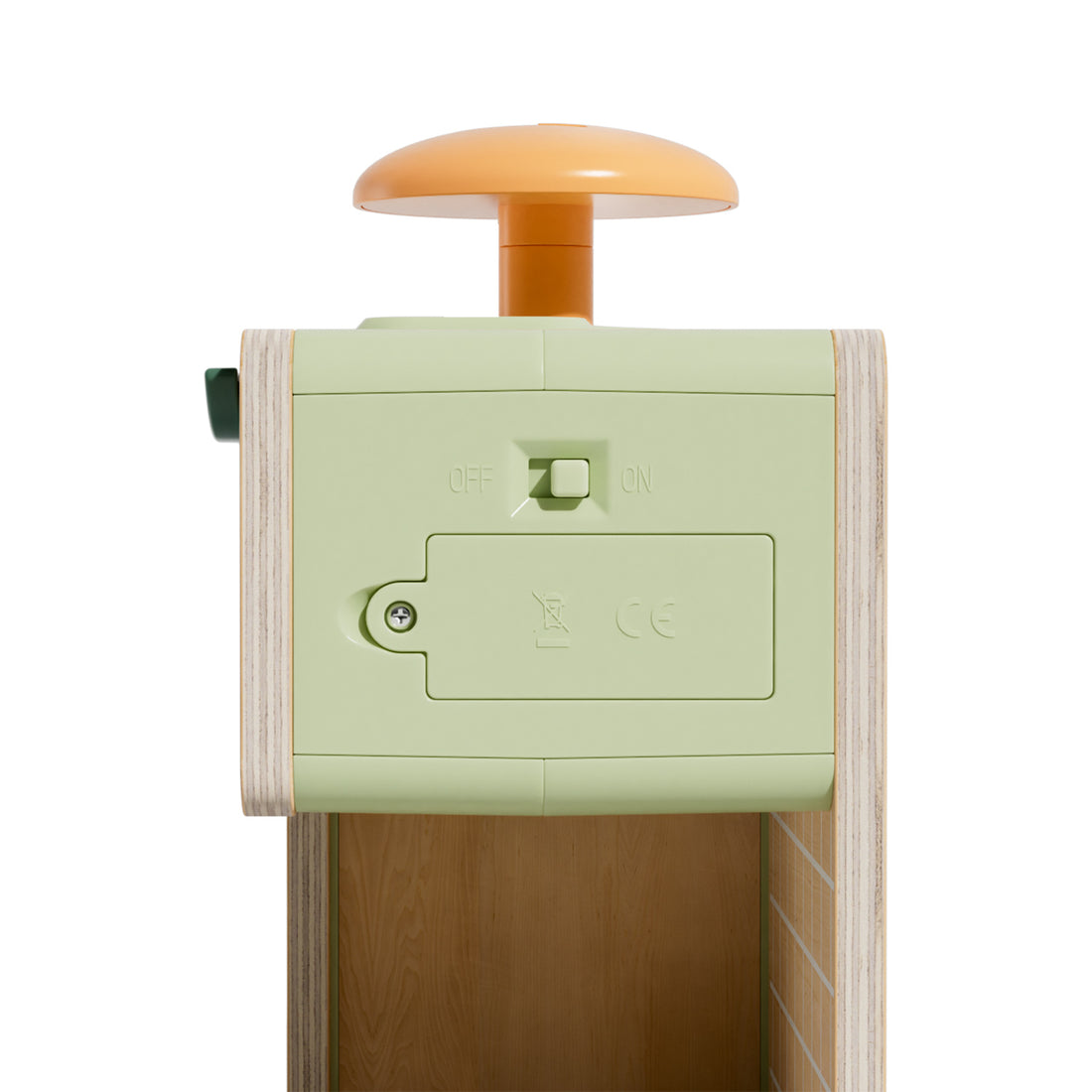Wooden juice boutique machine with pull-down levers and child-safe design for imaginative pretend play