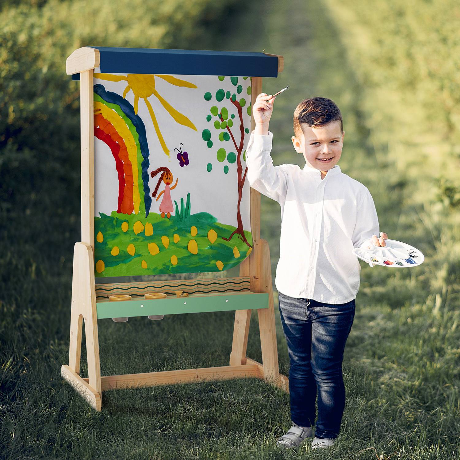 Outdoor Easel for Kids | Dual-Sided Acrylic Painting Board - Durable Outdoor Construction