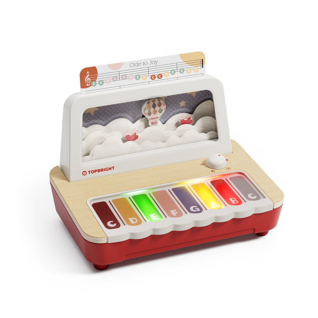 TOPBRIGHT Preschool Piano light-up toddler piano toy with mechanical hot-air-balloon scene