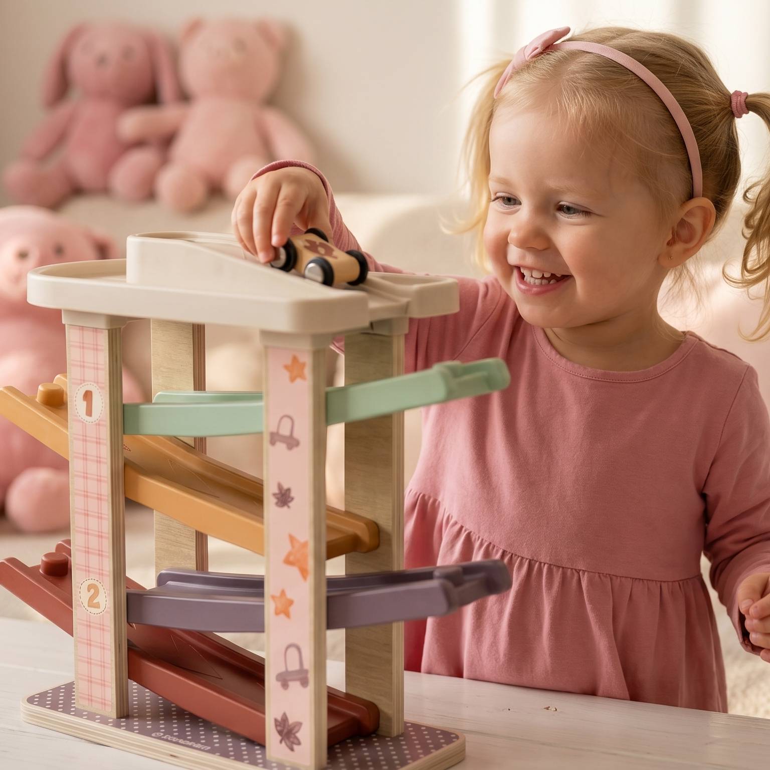 Wooden Princess Car Ramp Racer | Wooden Car Ramp Toy for Toddlers