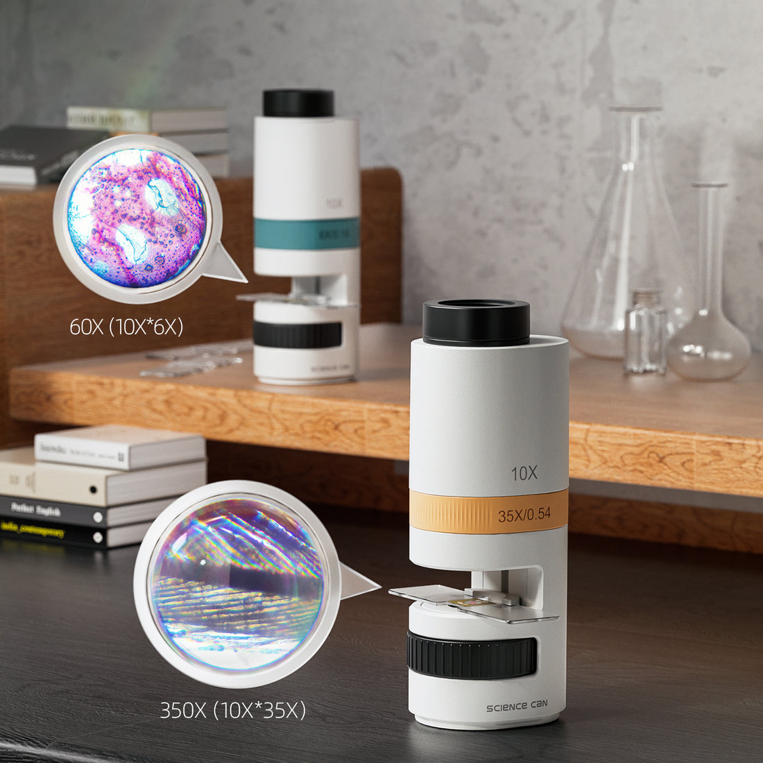 Science Microscope Project Lens Projector Microscope Kids – 360x STEM Toy with LED & Wall Projection